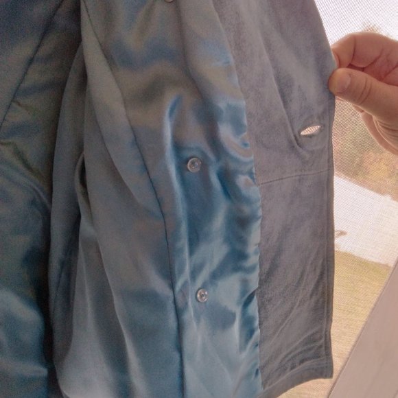 New Terry Lewis Classic Luxuries Blue Size M Double Breasted Lined Suede Coat - Picture 8 of 13